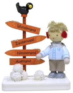 Flade Schneeballschlacht  (Flade 5414) Schneeballschlacht - Junge mit Wegweiser und Schneebällen